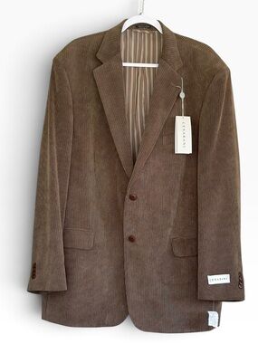 New Cesarani  Brown Corduroy Sport Coat Blazer Size 48 Long